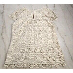 Banana Republic Women's Top Lace Crochet Cap Sleeve Blouse Size 2, Cream